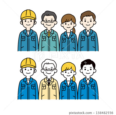 一組向量插圖,展示了公司總裁/主管和多名身著工作服的男女員工的上半身。 一組向量插圖,展示了公司總裁/主管和多名身著工作服的男女員工的上半身。 138482556