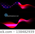 Independence Day. Isolated wavy stripe from the US flag on a black background 138482939