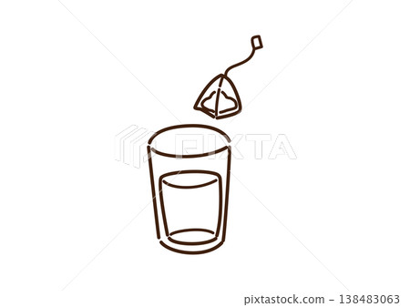 將茶包放入杯中(線條描圖) 將茶包放入杯中(線條描圖) 138483063