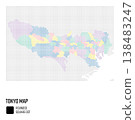 Tokyo map (coarse pixel count), grouped by municipality. 138483247