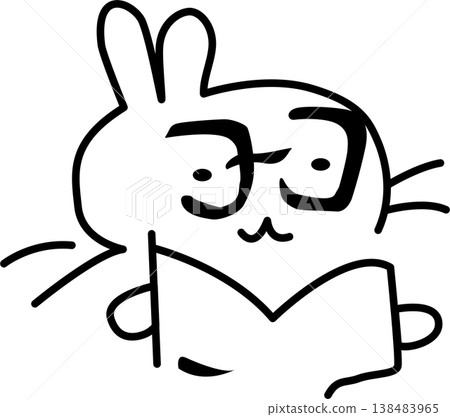 A simple line of a bunny with glasses reading A simple line of a bunny with glasses reading 138483965