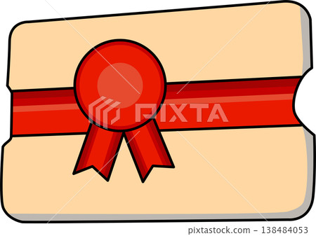 Gift Card With Red Ribbon. Blank cardboard shopping labels with ribbon tapes. Gift Card With Red Ribbon. Blank cardboard shopping labels with ribbon tapes. 138484053