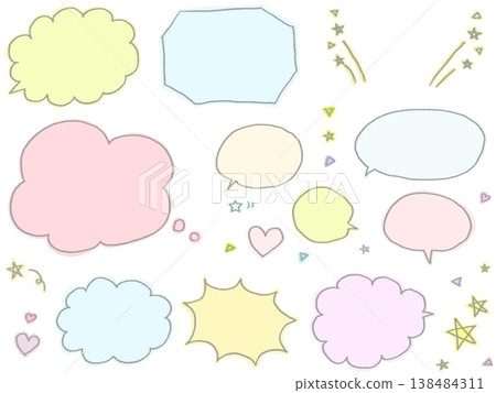 Chalk-style handwritten speech bubble and decoration set 138484311