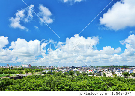 Refreshing blue sky and the landscape of the city 138484374