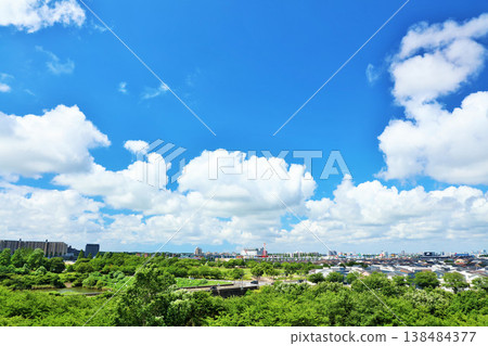 Refreshing blue sky and the landscape of the city 138484377
