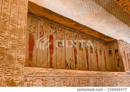 Valley of the Kings, Tomb of Ramesses III, Murals, Pieroglyphs, Luxor 138484477