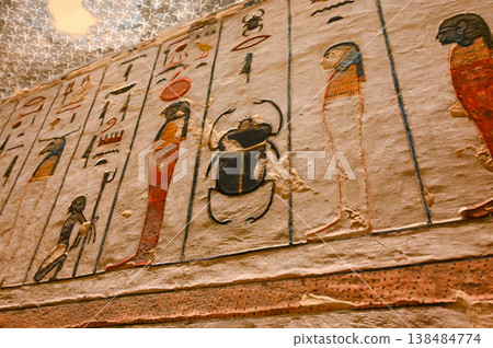Valley of the Kings, Tomb of Ramesses III, Wall Painting: Dung Beetle (Scarab) Valley of the Kings, Tomb of Ramesses III, Wall Painting: Dung Beetle (Scarab) 138484774