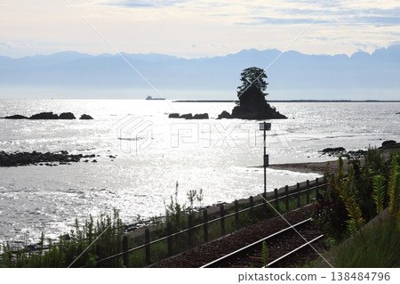 Ameya coast and Tateyama mountain range 138484796