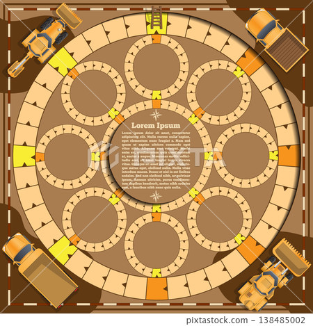 Ore extraction in the mine. Board game. Vector design for app game user interface. 138485002