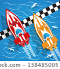 The racing boat. View from above. Vector illustration.  138485005