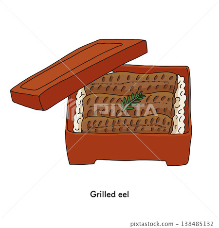 關東風味烤鰻魚插圖 | 鰻魚，日本料理，烹飪 138485132