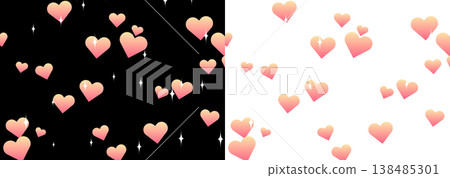 Valentine's Day and wedding background set featuring sparkling pink hearts - black and white backgrounds. 138485301