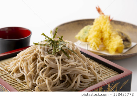 Zaru soba and tempura Japanese meal set Zaru soba and tempura Japanese meal set 138485778
