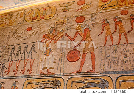 Valley of the Kings, Tomb of Ramesses IX, Pharaohs and Gods, Murals, Luxor Valley of the Kings, Tomb of Ramesses IX, Pharaohs and Gods, Murals, Luxor 138486061