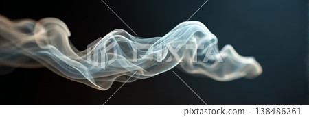 Abstract smoke plume creating flowing shapes and transparent textures against a dark gradient background, ideal for concepts of mystery, atmosphere, or energy Abstract smoke plume creating flowing shapes and transparent textures against a dark gradient background, ideal for concepts of mystery, atmosphere, or energy 138486261