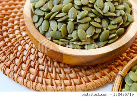 Pumpkin seeds, healthy food ingredient 138486719