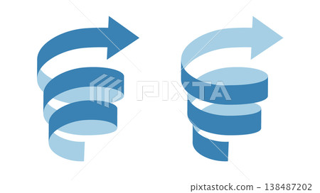 Set of 3D spiral arrows Set of 3D spiral arrows 138487202