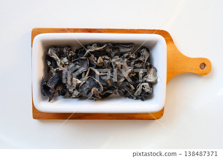 Dried wood ear mushrooms for cooking 138487371