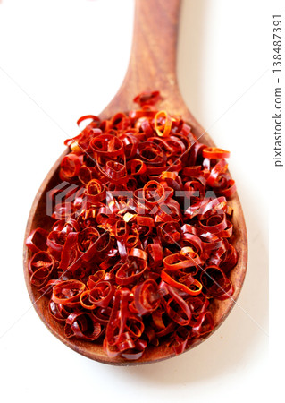 Japanese red pepper rings for cooking. Japanese red pepper rings for cooking. 138487391