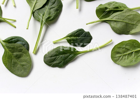 Spinach leaves isolated on white background Spinach leaves isolated on white background 138487401
