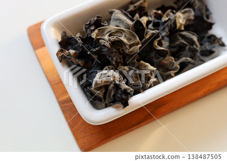 Dried wood ear mushrooms for cooking 138487505