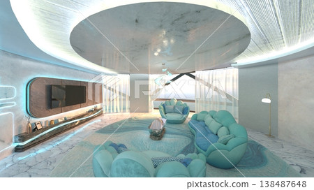 Living room with large windows Living room with large windows 138487648