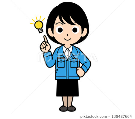 A short-haired office worker has a sudden flash of inspiration. 138487664