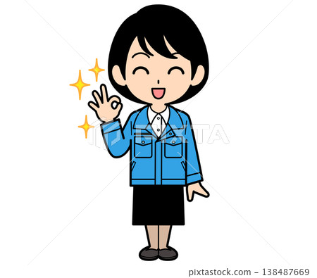 一位短髮女白領比出「OK」手勢。 一位短髮女白領比出「OK」手勢。 138487669