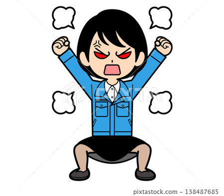 A short-haired female office worker who is furious. 138487685