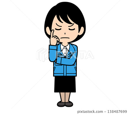 一位留著短髮的女白領正在沉思。 一位留著短髮的女白領正在沉思。 138487699