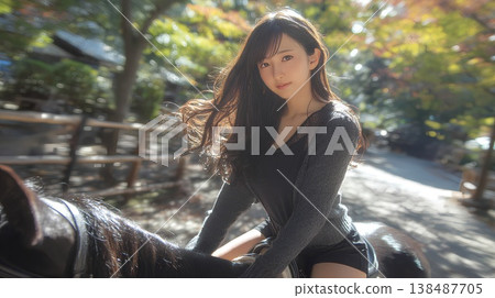 騎馬的婦女 138487705