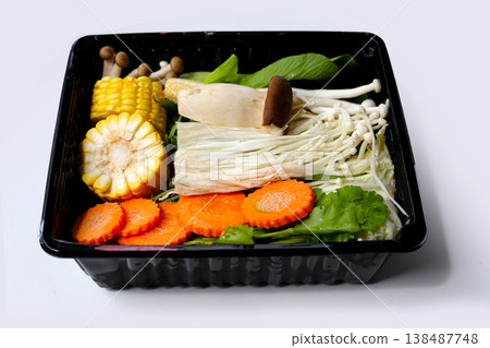 A fresh mix of vegetables prepared for suki or hot pot cooking. A fresh mix of vegetables prepared for suki or hot pot cooking. 138487748
