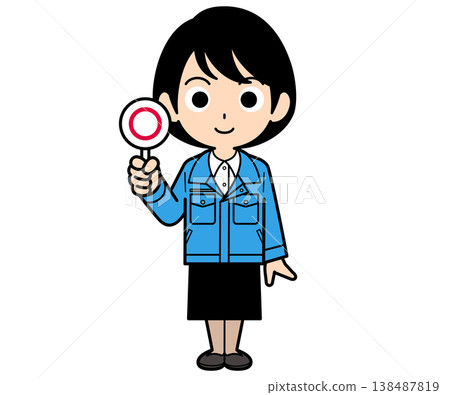 一位短髮女職員正在分發鈔票。 138487819