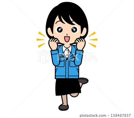 一位興奮的短髮女上班族 138487837