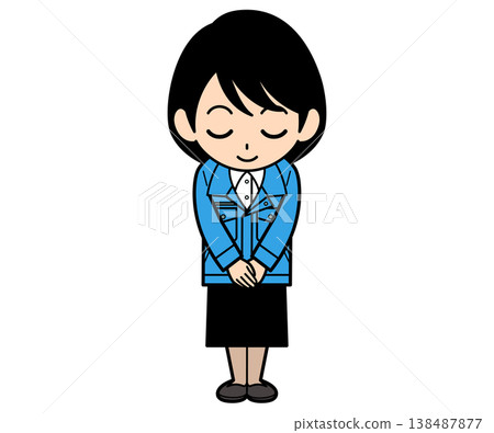 A short-haired female office worker bows. A short-haired female office worker bows. 138487877