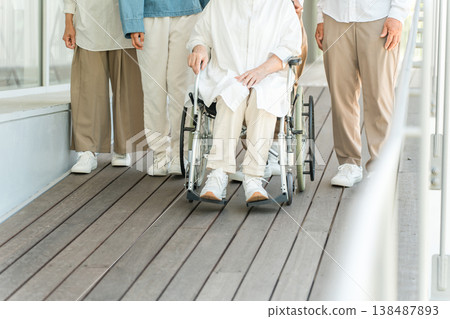 A three-generation family visiting a hospital or nursing home A three-generation family visiting a hospital or nursing home 138487893