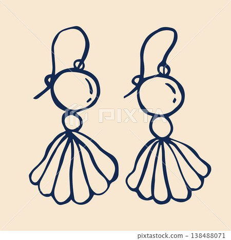 A pair of pearl earrings in a whimsical mermaidcore style, featuring intricate designs inspired by ocean life. A pair of pearl earrings in a whimsical mermaidcore style, featuring intricate designs inspired by ocean life. 138488071