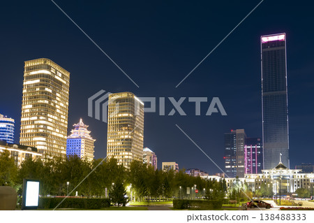 Cityscape and night view of Astana, Kazakhstan 138488333