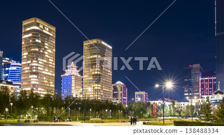 哈薩克阿斯塔納的城市景觀和夜景 138488334