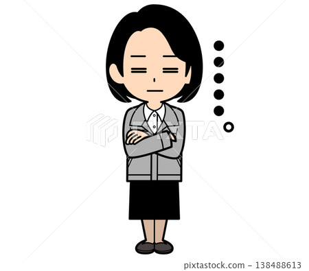 The office worker with the one-curl bob haircut looks astonished. The office worker with the one-curl bob haircut looks astonished. 138488613
