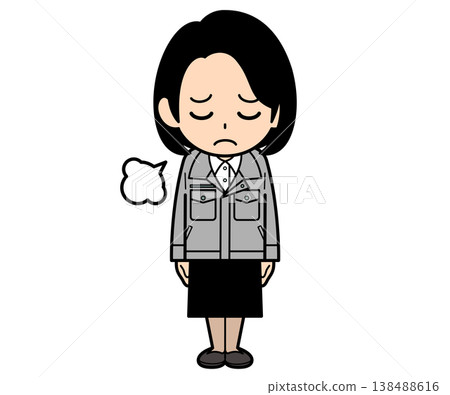 一位留著單卷波波頭的女白領嘆了口氣，看起來很沮喪。 138488616