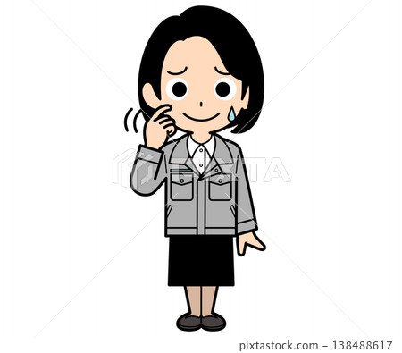The office worker with the one-curl bob haircut is visibly shaken. The office worker with the one-curl bob haircut is visibly shaken. 138488617