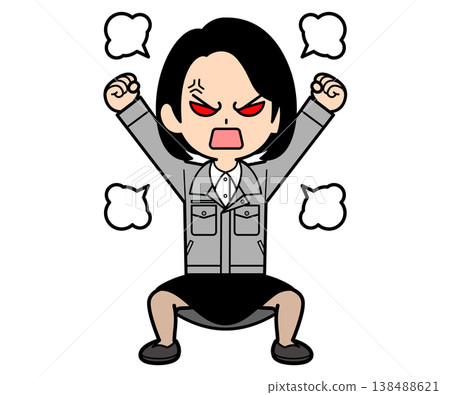 The office worker with the curly bob haircut is furious. The office worker with the curly bob haircut is furious. 138488621