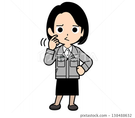 一位留著單卷波波頭、表情不悅的女白領。 138488632