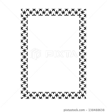 Geometric Floral Pattern Rectangle Frame Bold Repeat Star Flower Snowflake Cross Clover Ornamental Tile Border Clipart, Decorative Pattern Page Frame, Certificate Invitation Design Element, Vector 138488638