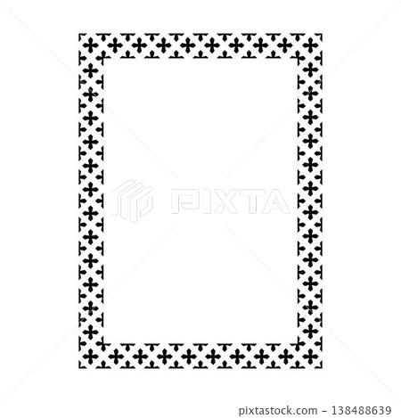 Geometric Floral Pattern Rectangle Frame Bold Repeat Star Flower Snowflake Cross Clover Ornamental Tile Border Clipart, Decorative Pattern Page Frame, Certificate Invitation Design Element, Vector 138488639