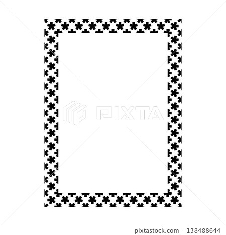 Geometric Floral Pattern Rectangle Frame Bold Repeat Star Flower Snowflake Cross Clover Ornamental Tile Border Clipart, Decorative Pattern Page Frame, Certificate Invitation Design Element, Vector 138488644