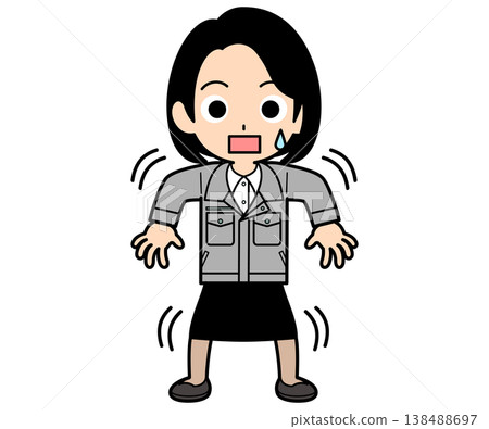 A female office worker with a one-curl bob haircut is shivering. A female office worker with a one-curl bob haircut is shivering. 138488697