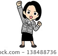 A female office worker with a one-curl bob haircut, looking determined. 138488736
