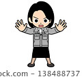 A female office worker with a one-curl bob hairstyle stands in the way. 138488737